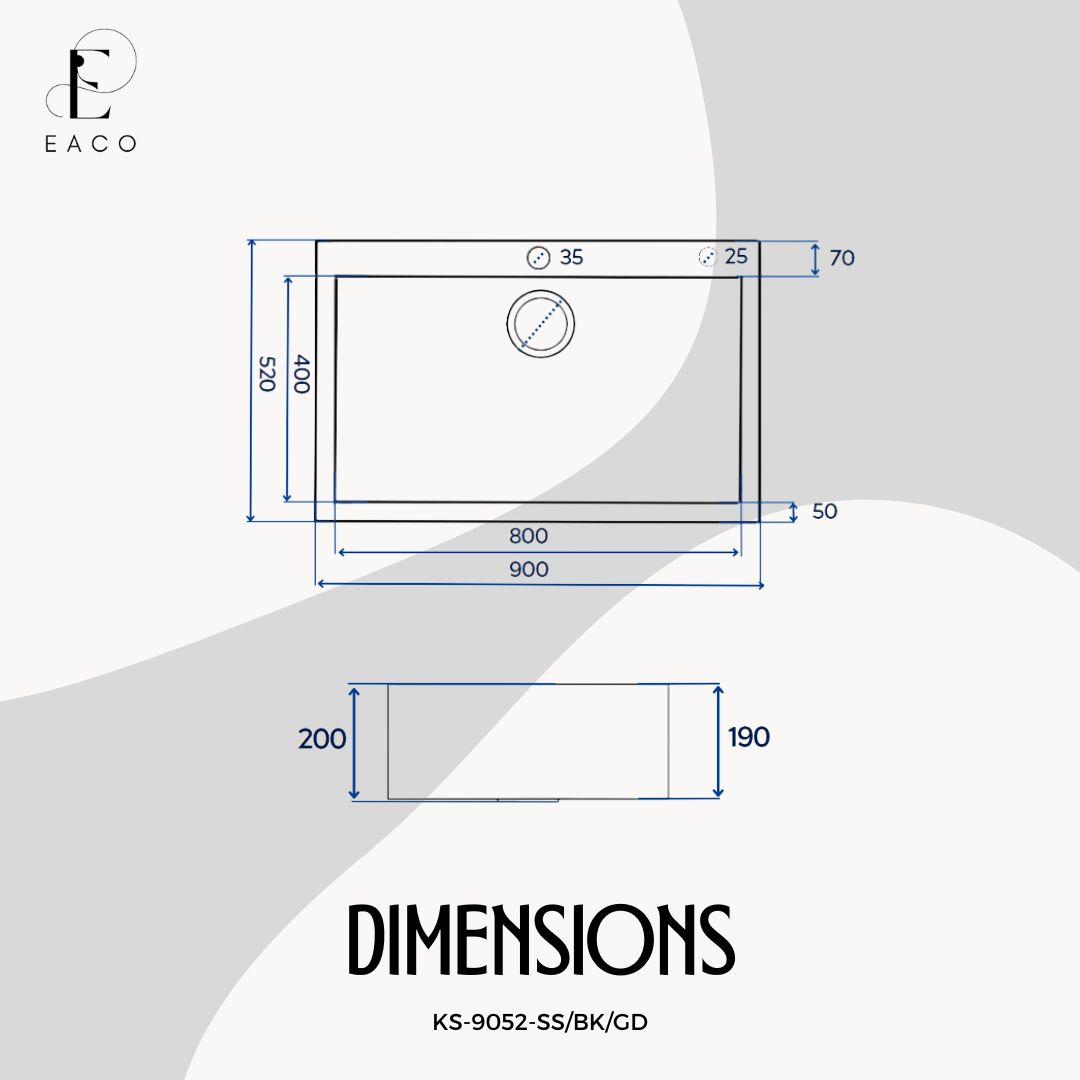 EACO 304 Stainless Steel Kitchen Sink KS-9052-GD